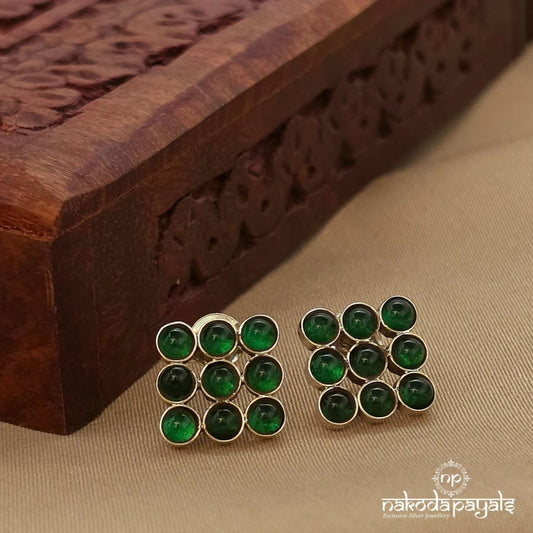 Squarish Green Studs (S9655)