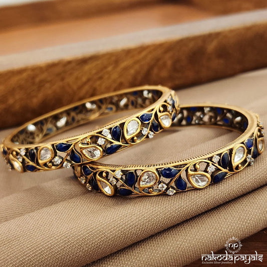 Blue Polki Bangle Pair (2.4)  (Gk3198)