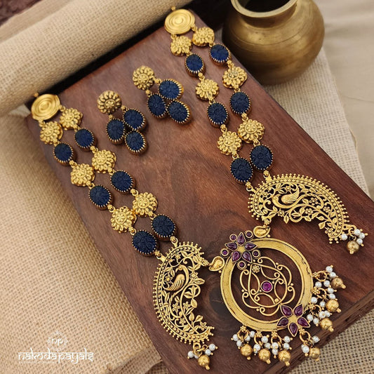 Gorgeous Blue Neckpiece With Earrings (Gn8991)