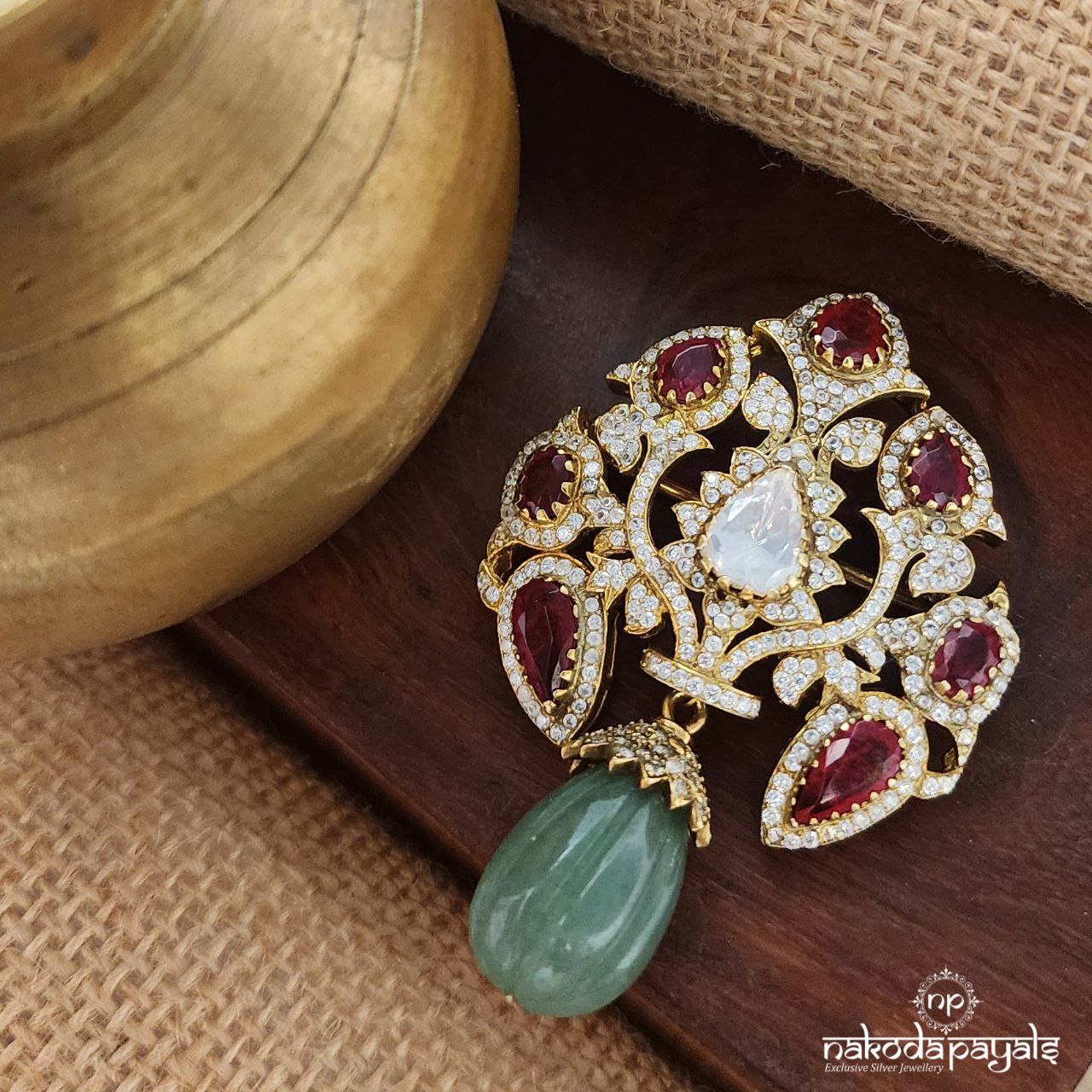 Green Drop Moissanite Brooch (St3503)