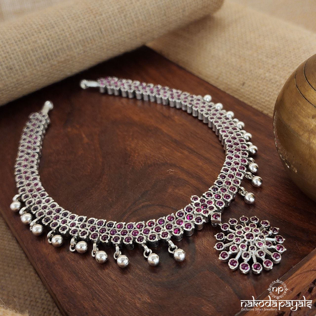 Pinkish Ball Drop Neckpiece (N10285)