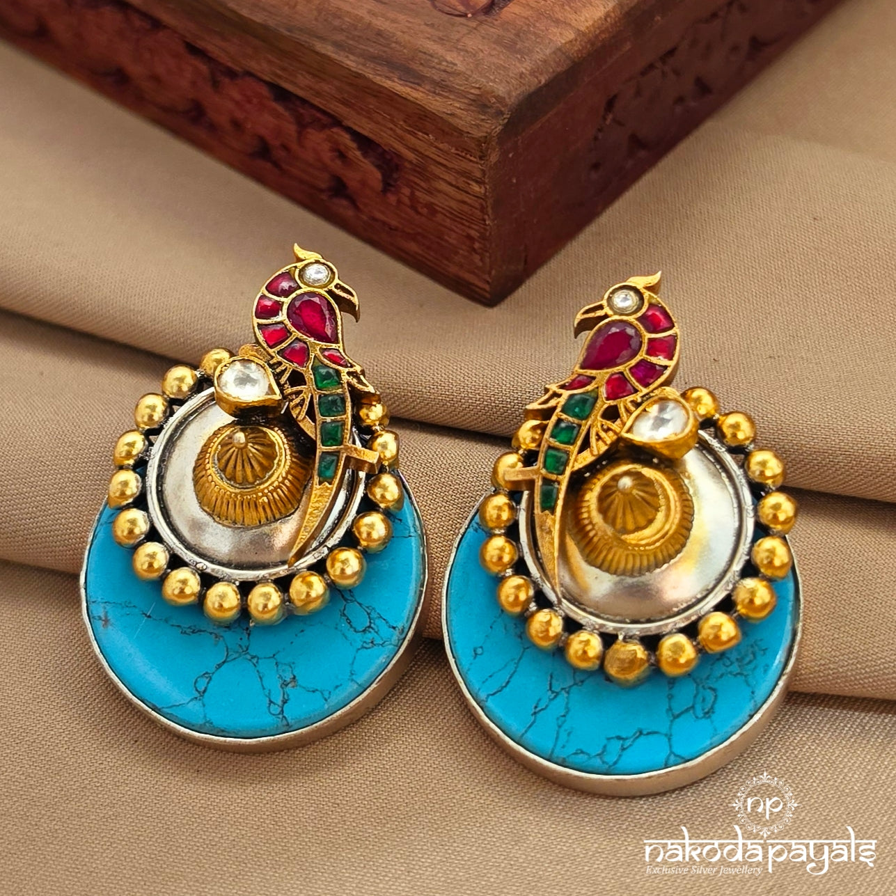 Birdy Kundan Torquoise Earrings (S4105)