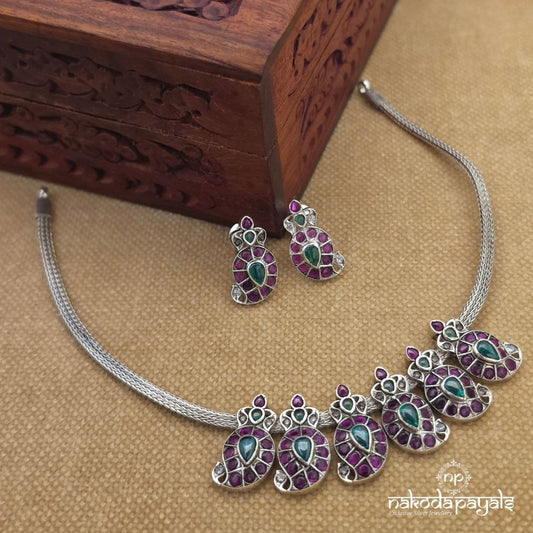Mango Drop Neckpiece With  Earrings (N12012)