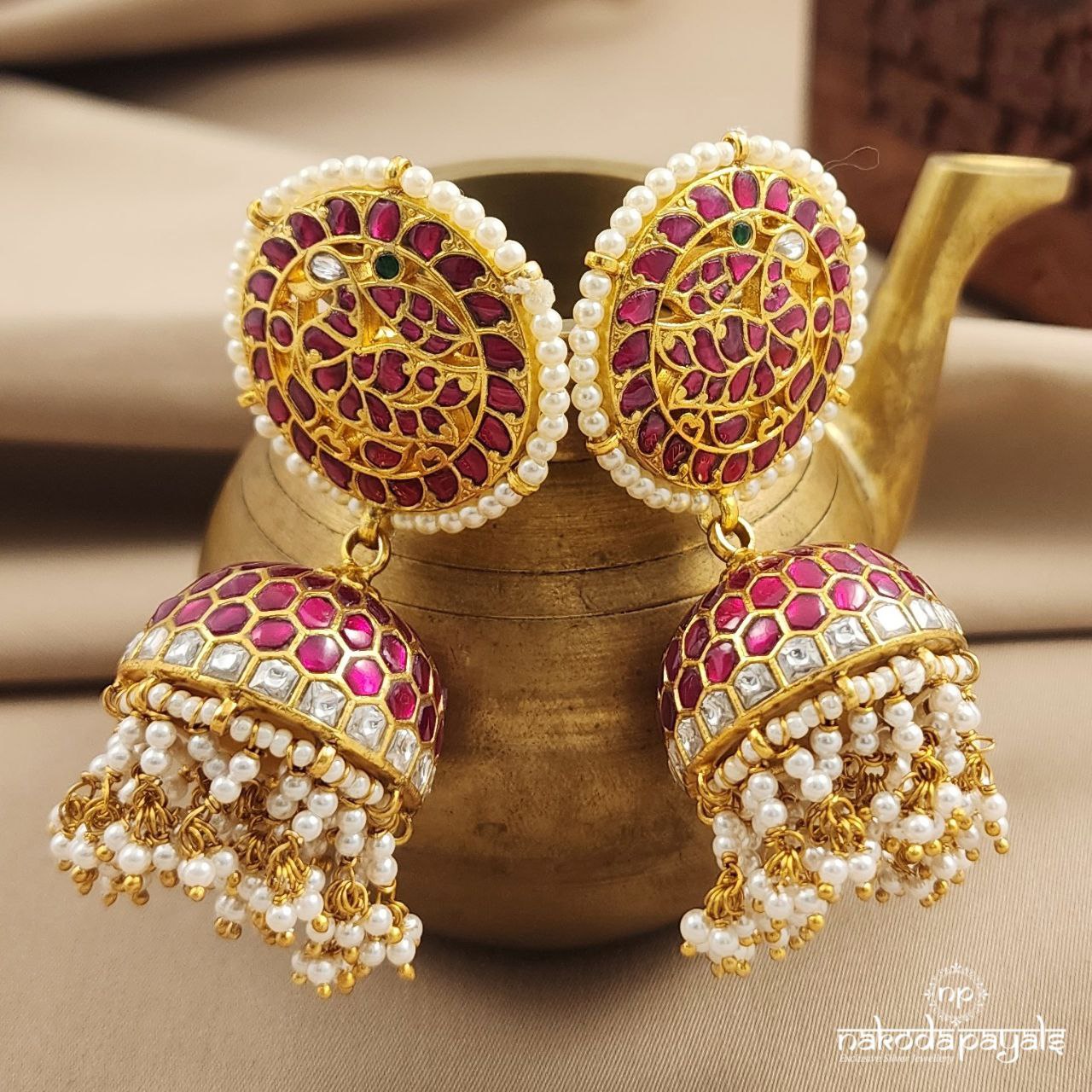 Peacock Kundan Jhumka (Ge8699)