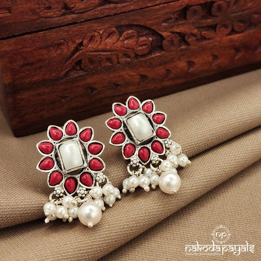 Coral Pearled Drop Studs (S9580)