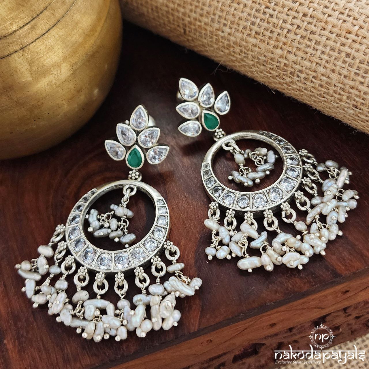 Circular Pearled Drop Chandbali (C3257)