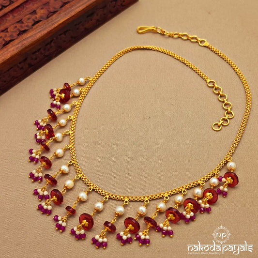 Jingle Red Drop Pearly Neckpiece (Gn10259)