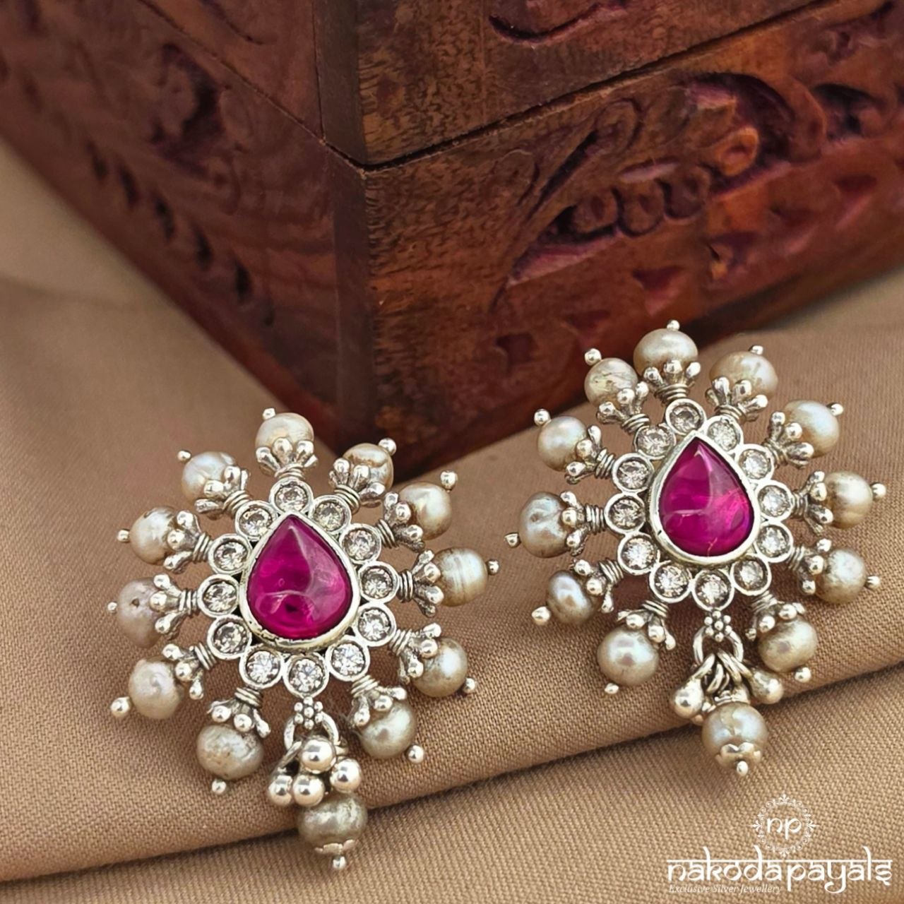 Pink Drop Pearl Studs (S4242)