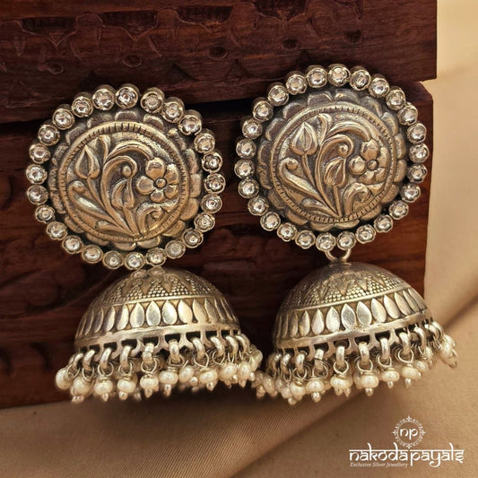 Glorious Oxidised Pearly Jhumka (J1667)