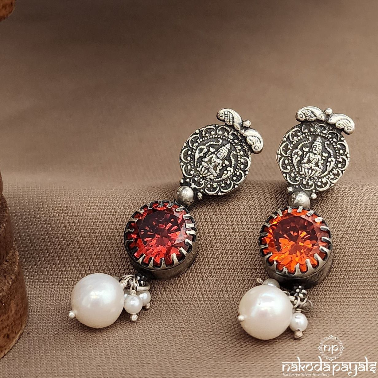Orange Lakshmi Earrings (C3686)