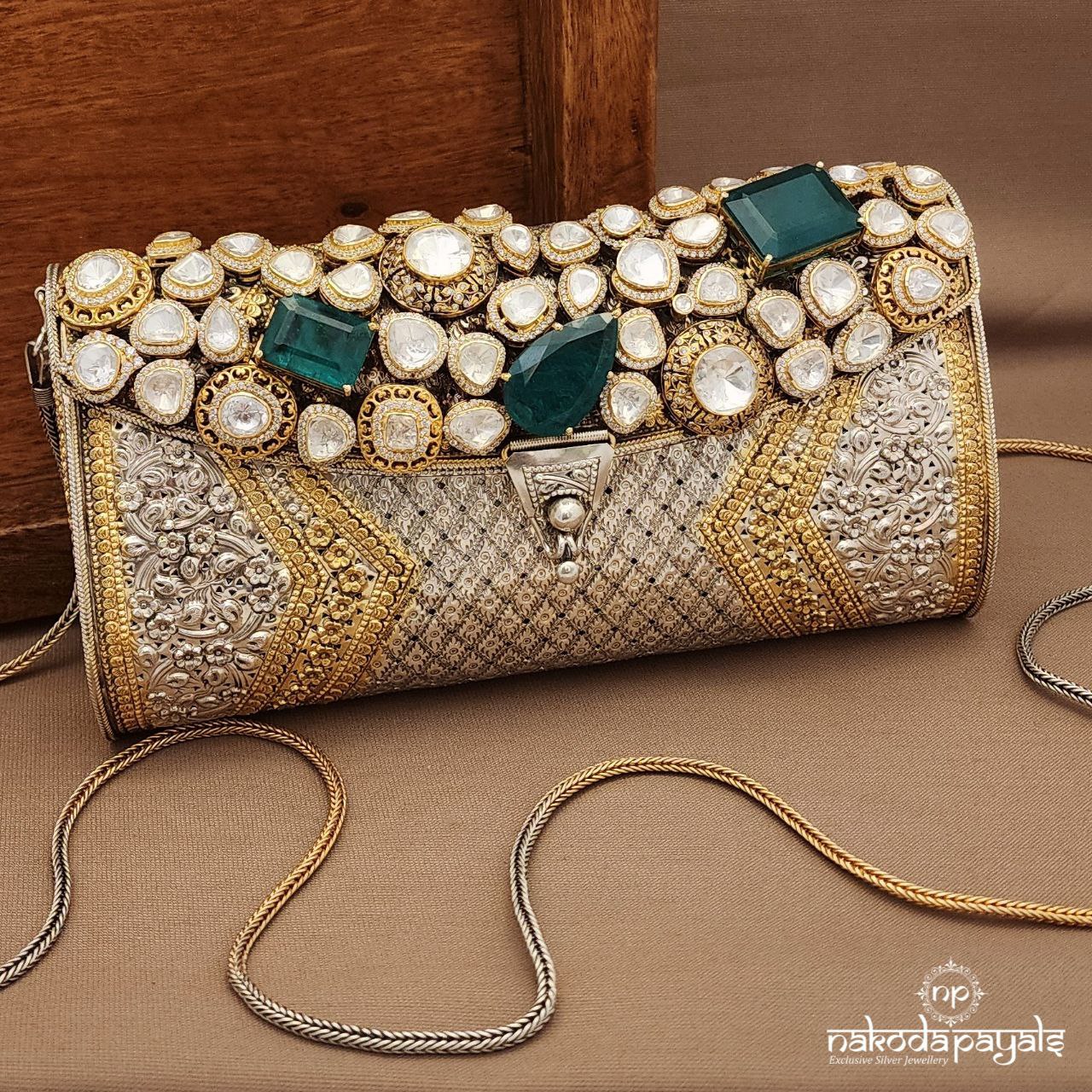 Emerald Green Dual Tone Clutch (Esa333)