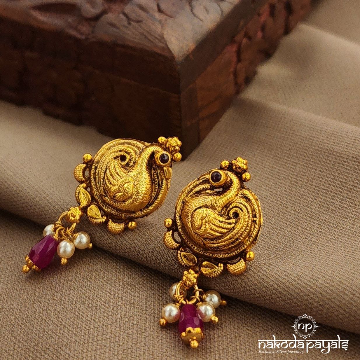 Peacock Pink Drop Studs (Ge10292)