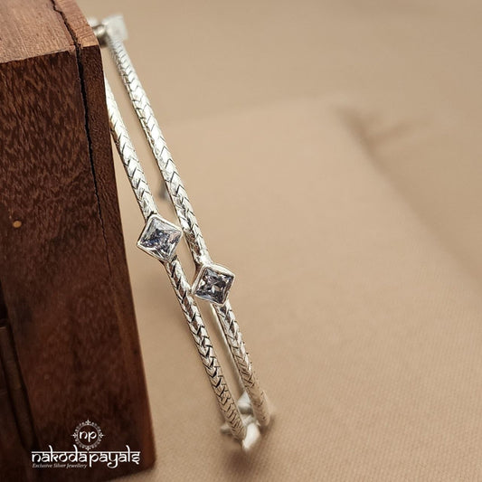 White Squarish Bangle Pair (K6102)