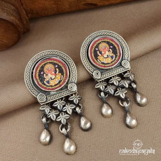 Circular Ganesha Painted Earrings (C3695)