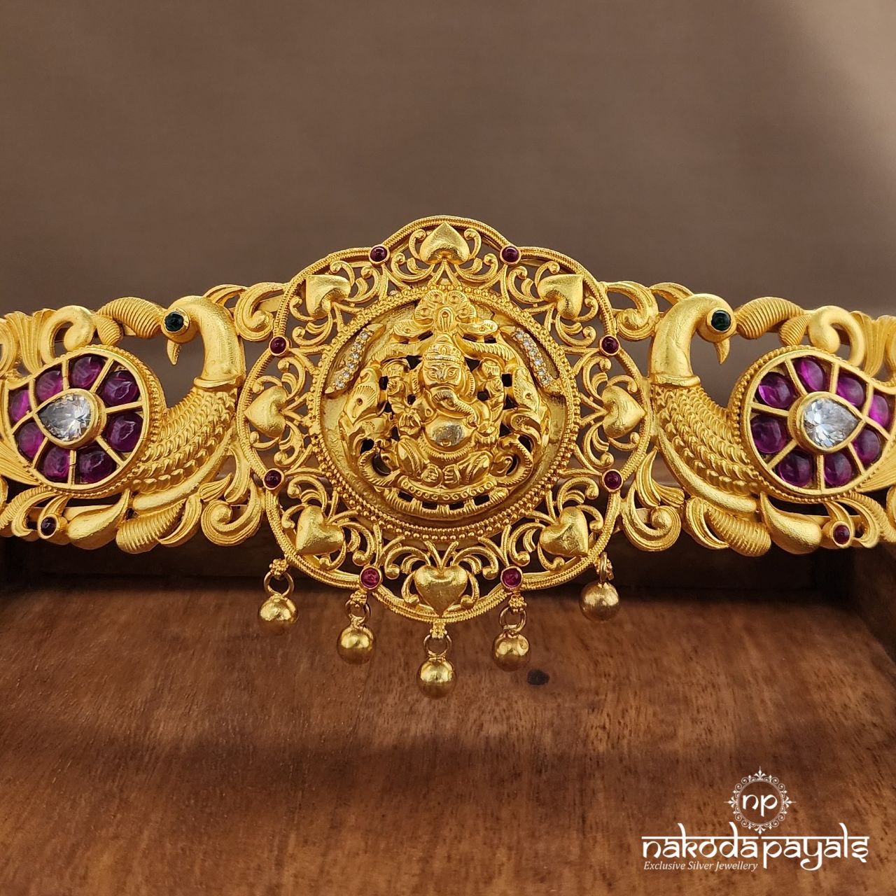 Lakshmi Pink Peacock Daab With Belt (D0248)