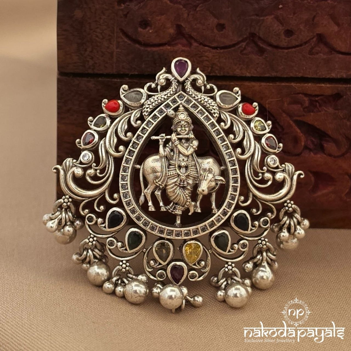 Navaratna Krishna Ball Drop Pendant (P2671)