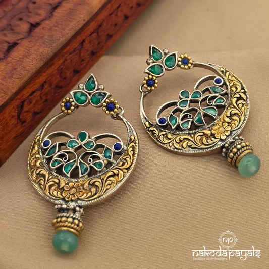 Half Moon Floral Dual Tone Chandbali (C4149)