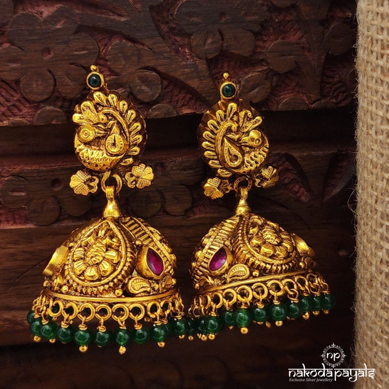Green Drop Jhumka (Ge10250)