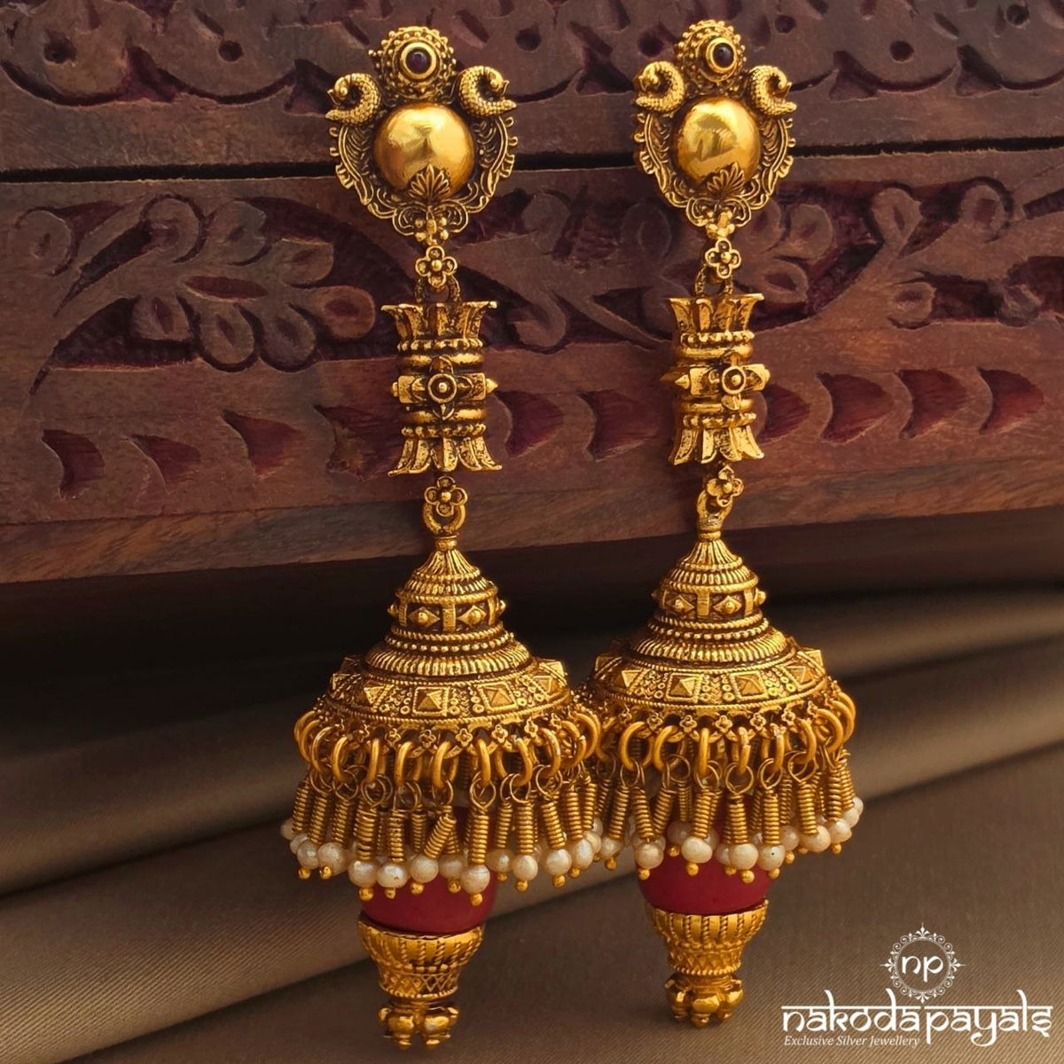 Traditional Coral Jhumka (Ge11499)