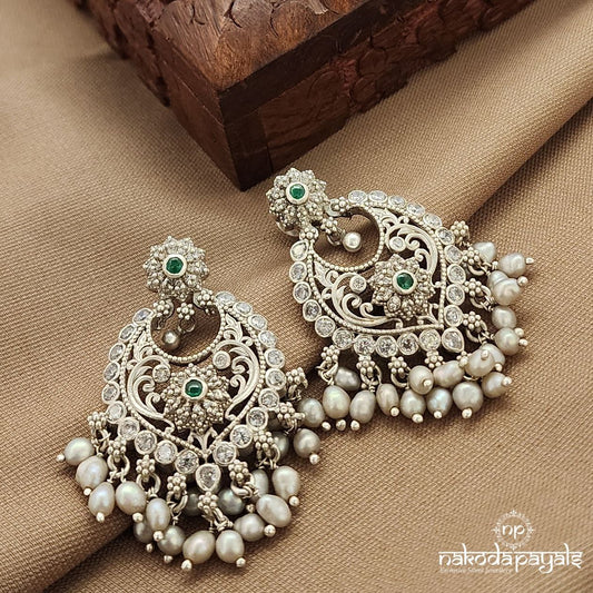 Pearled Drop Green Earrings (C3838)
