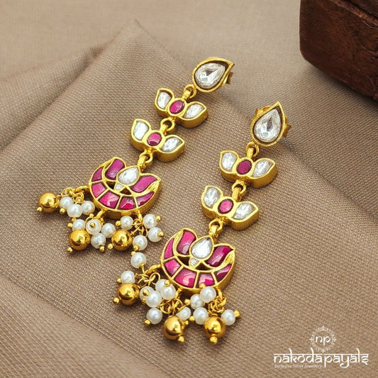 Lotus Kundan Earrings (Ge10154)