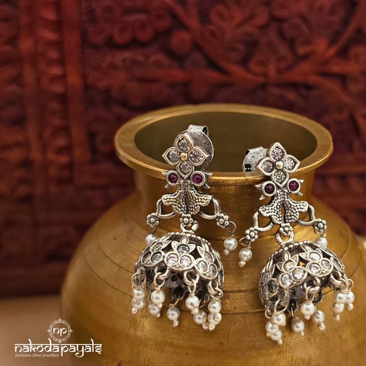 Twin Peacock Jhumka (J1622)