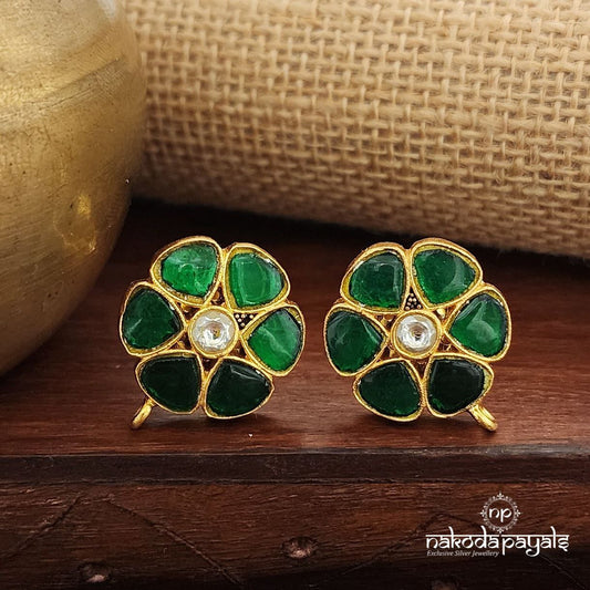 Green Kundan Studs (Ge9122)