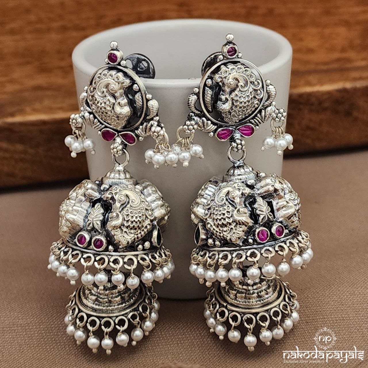 Pink Dot Pearled Jhumka (J1462)