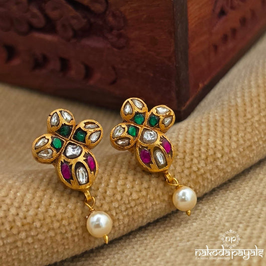 Cute Kundan Pearl Drop Studs (Ge11070)
