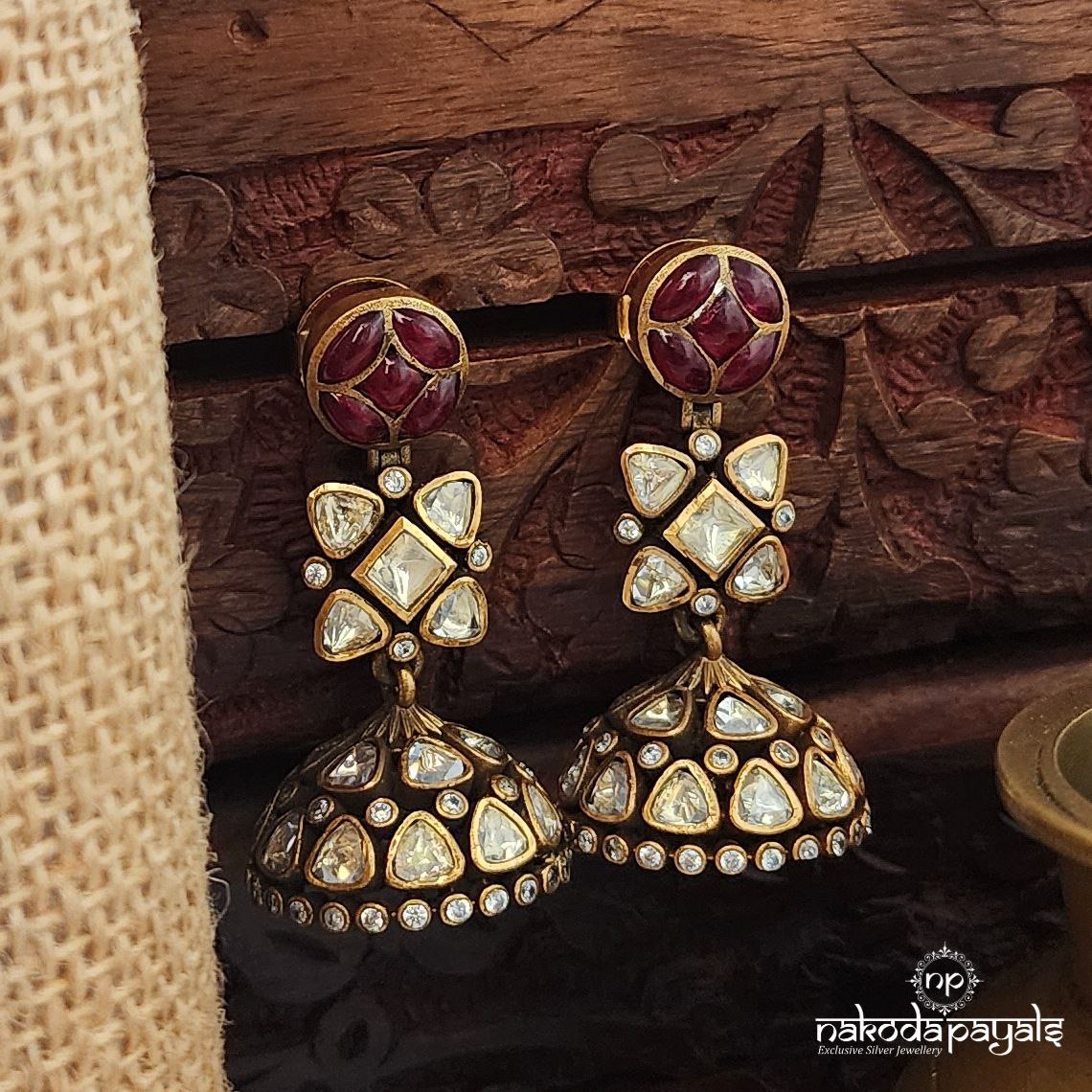 Pinkish Moissanite Jhumka (Ge10109)