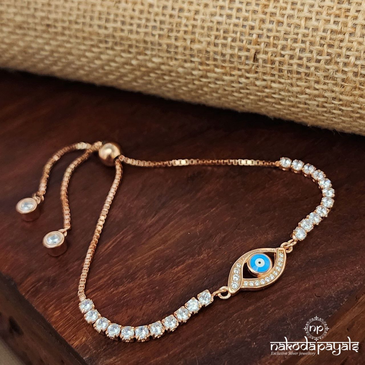 Rose Gold Evil Eye Adjustable Bracelet (St3718)