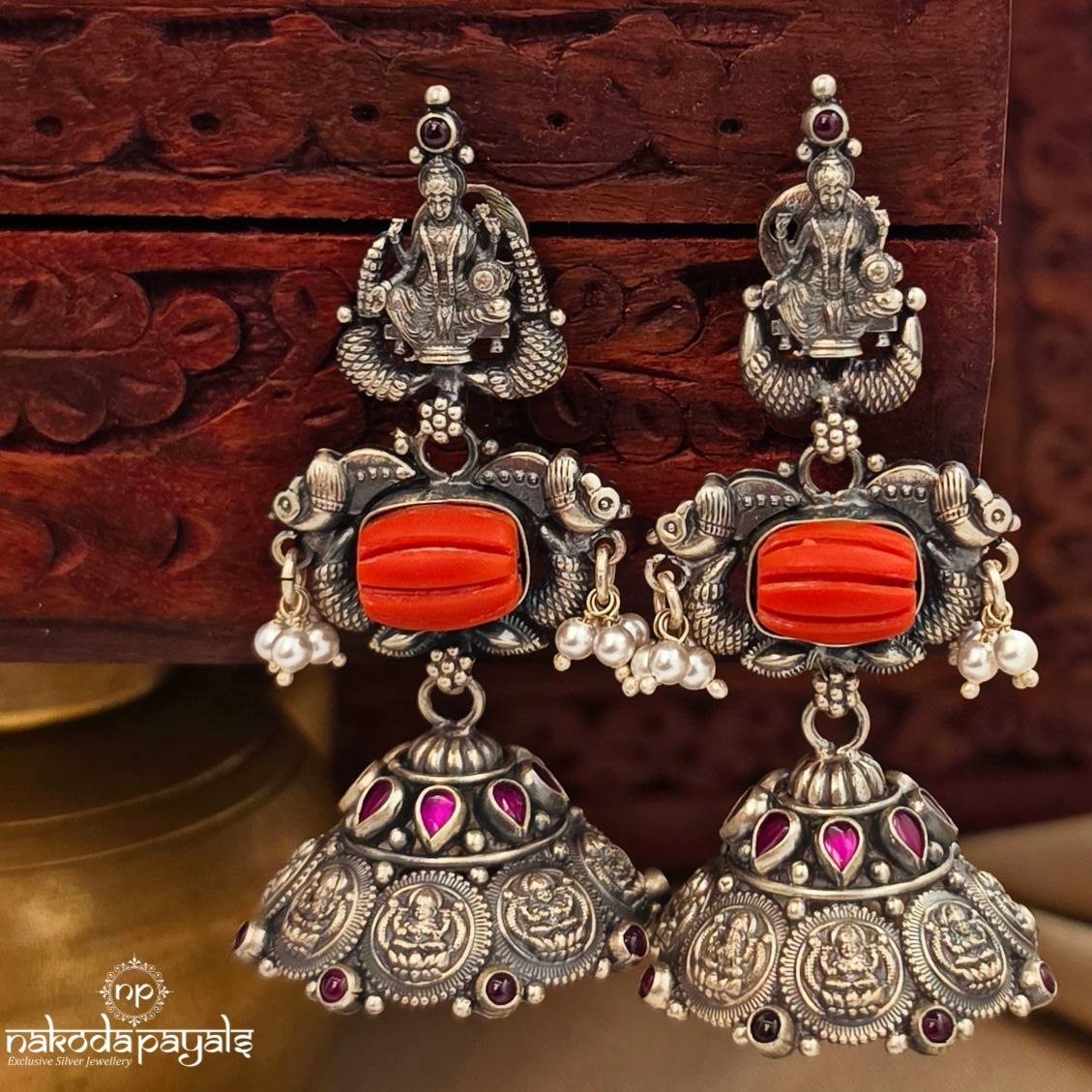Coral Lakshmi Jhumka (J1634)