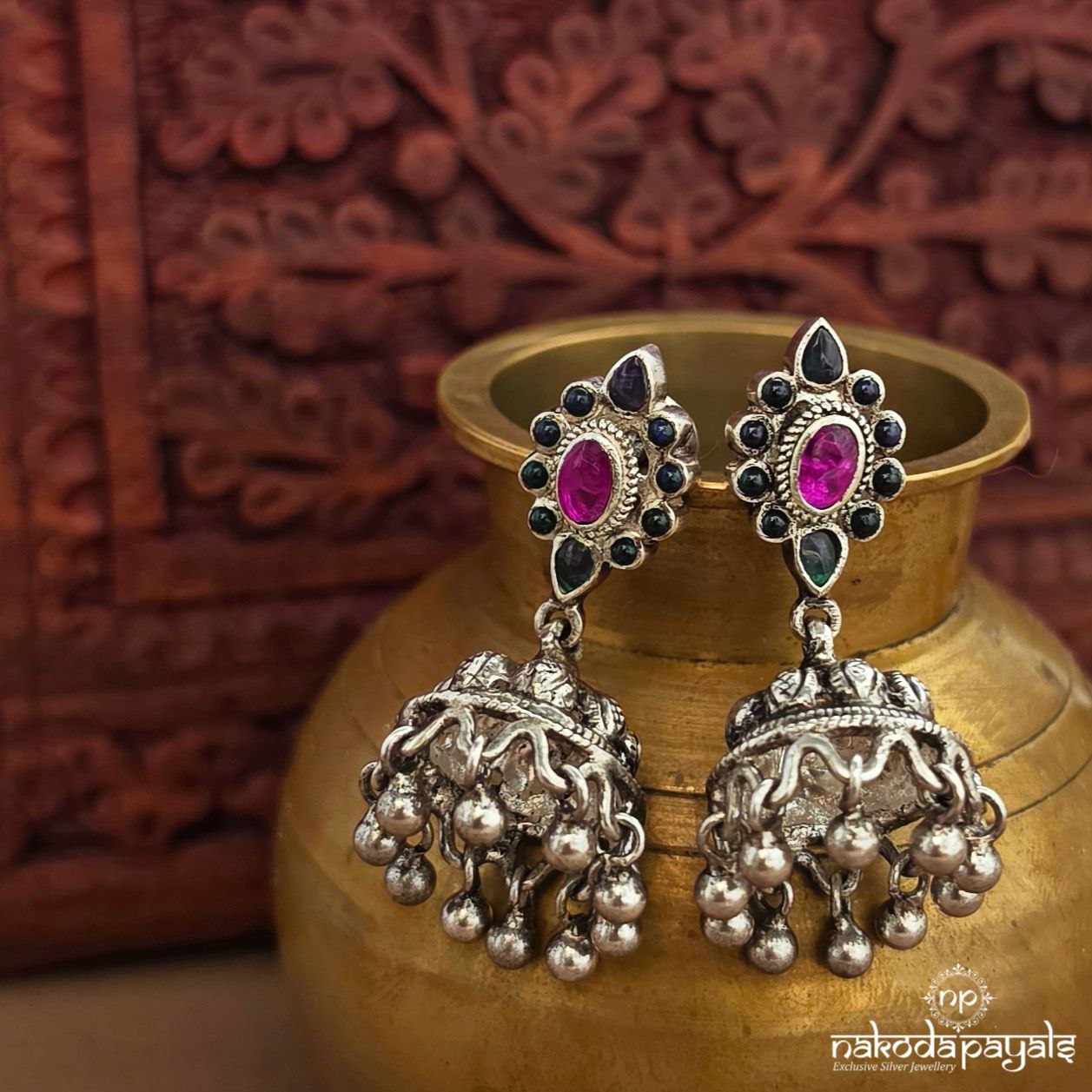 Openable Pink & Green Jhumka (J1568)