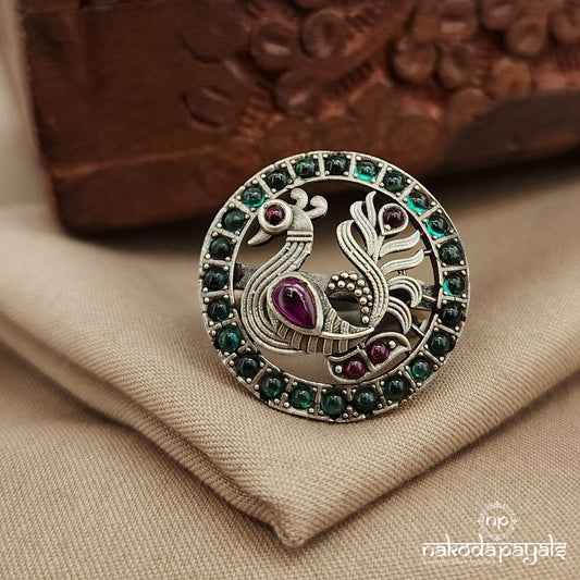 Green Peacock Finger Ring (F2726)