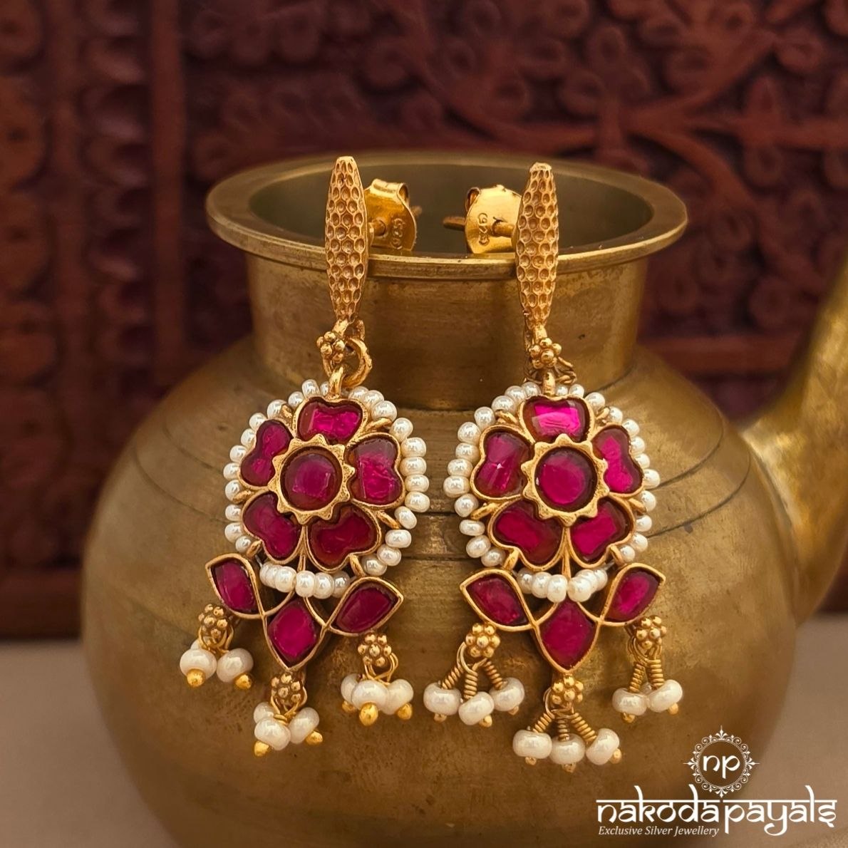 Pearly Pink Floral Chandbali (Ge11336)