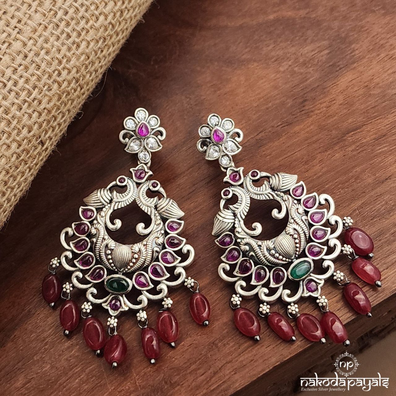 Pink Drops Peacock Earrings (C3713)