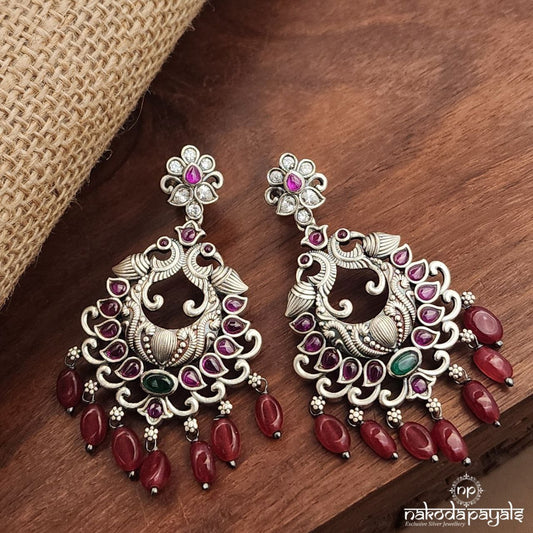 Pink Drops Peacock Earrings (C3713)