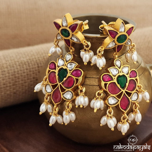 Pearled Drop Kundan Chandbali (Ge8989)