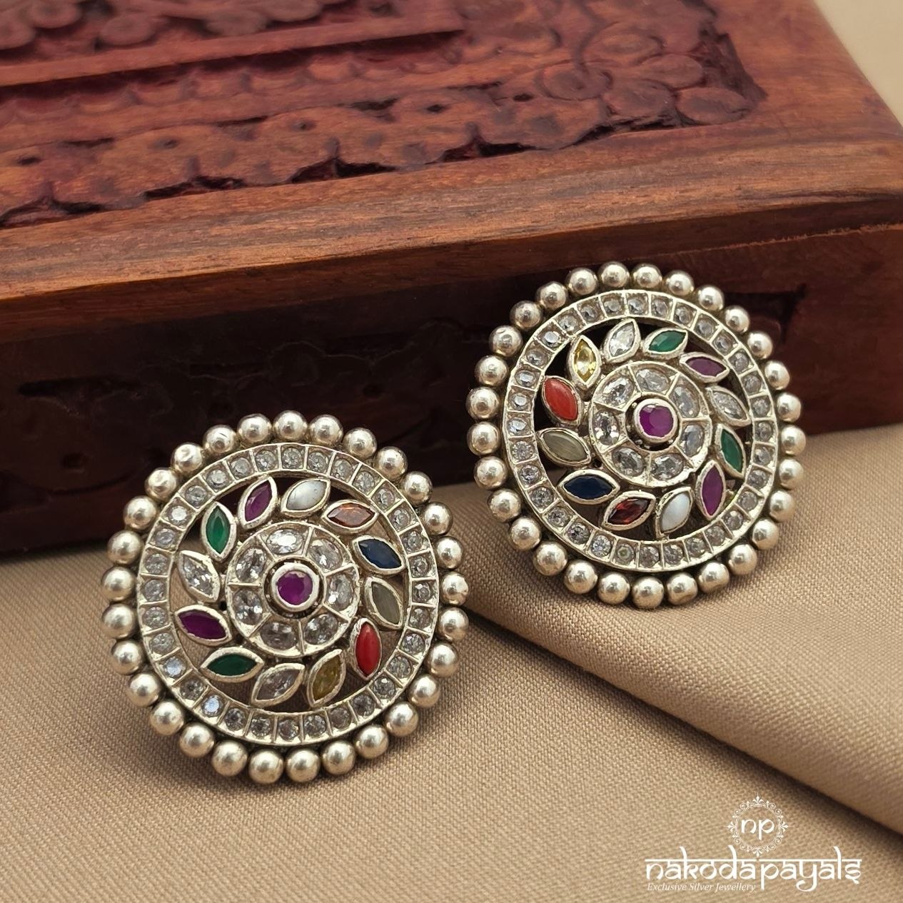 Circular Navarathna Studs (S9741)