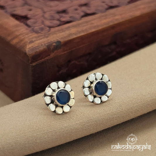 Bluish Floral Studs (S4076)