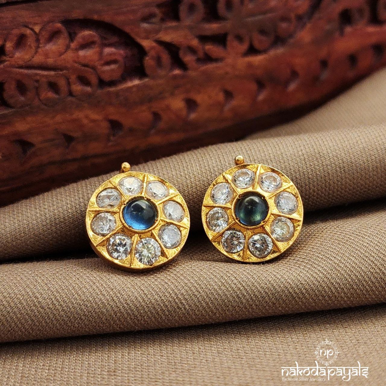 Circular Blue Studs (Ge10404)