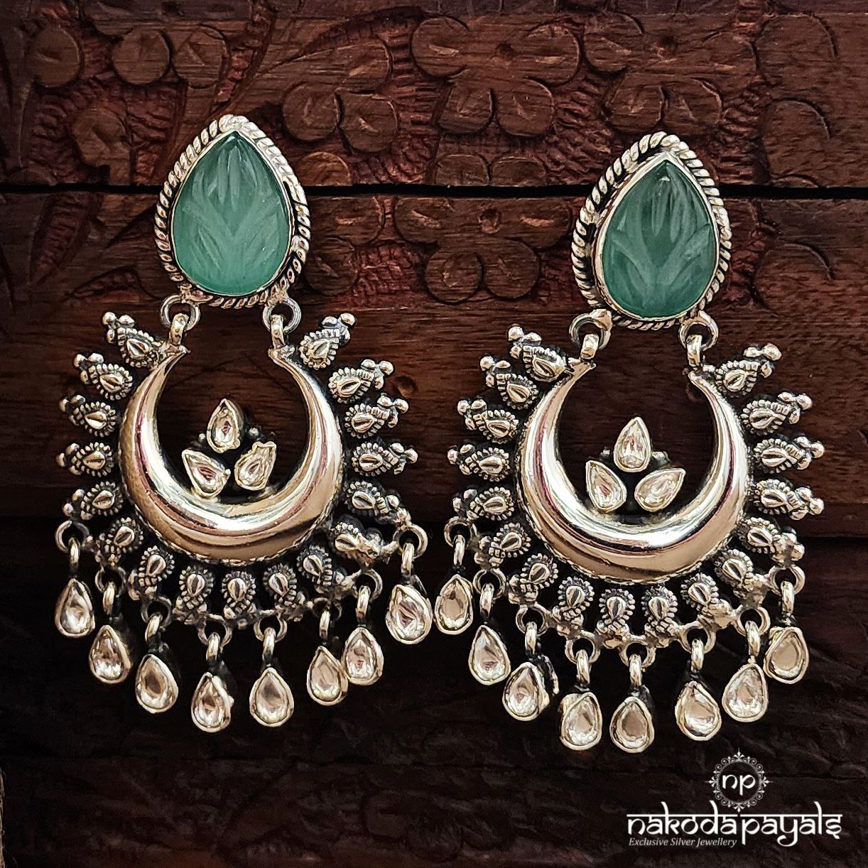 Elegant Greenish Chandbali (C3634)