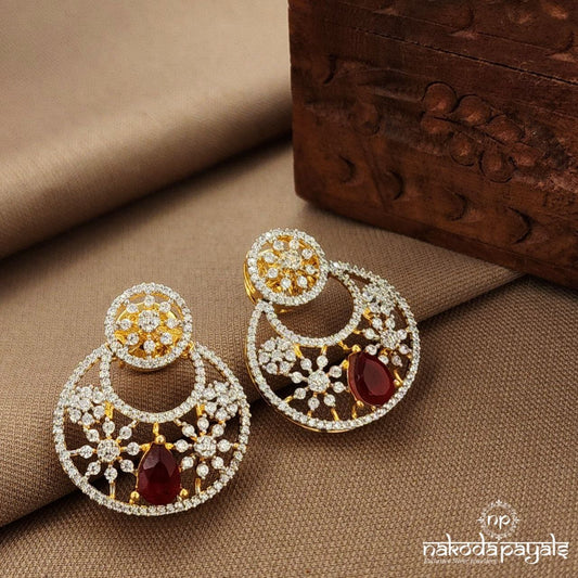 Half Moon CZ Earrings (Ge10328)