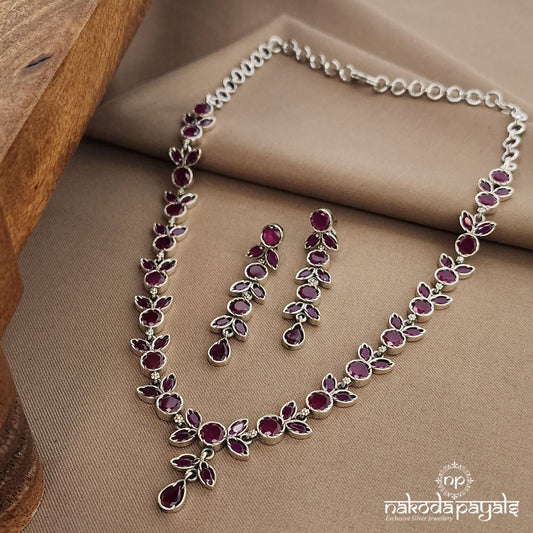 Pretty Pink Neckpiece With Earrings (N11070)