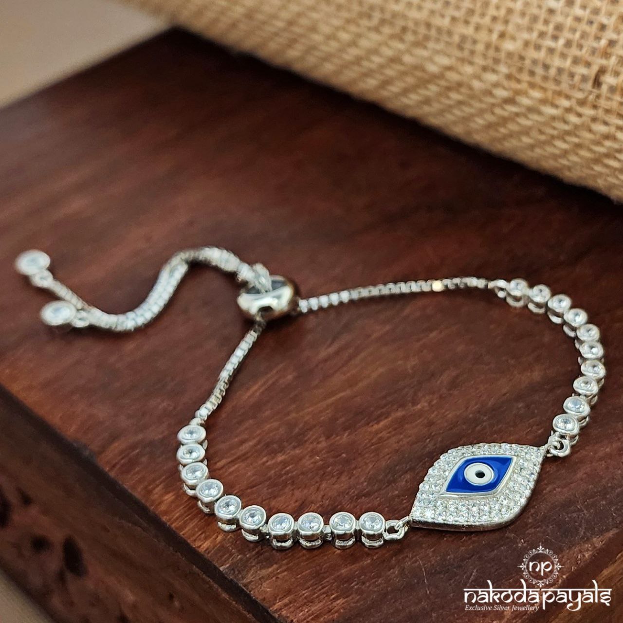 Squarish Evil Eye Adjustable Bracelet (St3728)