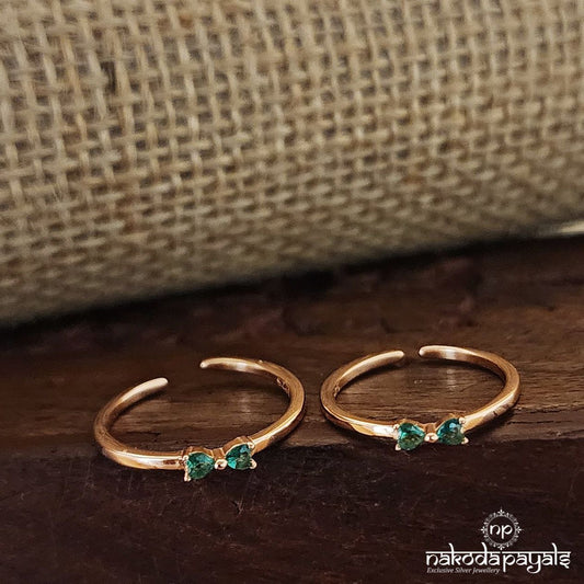 Rose Gold Green Bow Toerings (T4438)