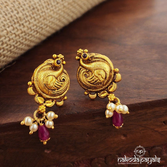 Peacock Pink Drop  Studs (Ge10196)