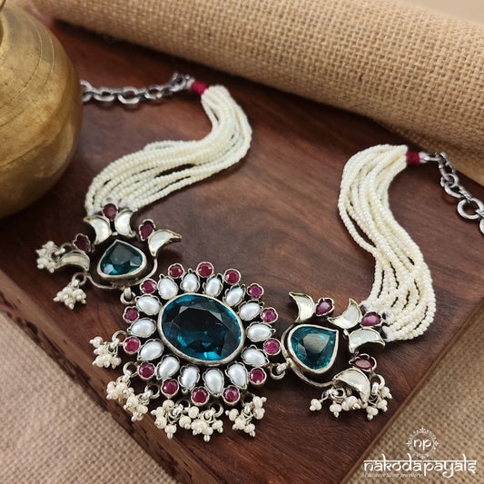 Emerald Green Oval & MOP Choker (N10614)