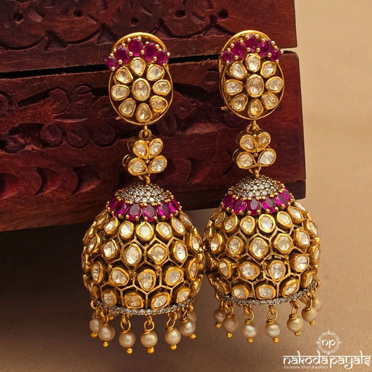 Cute Moissanite Floral Jhumka (Ge11012)