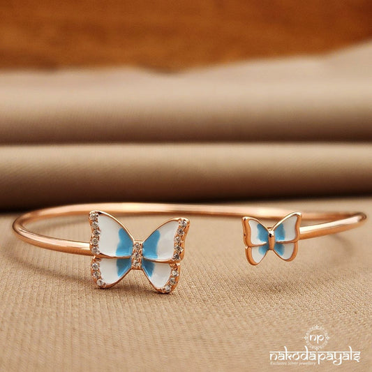 Rose Gold Butterfly Blue Adjustable Kada (St3846)